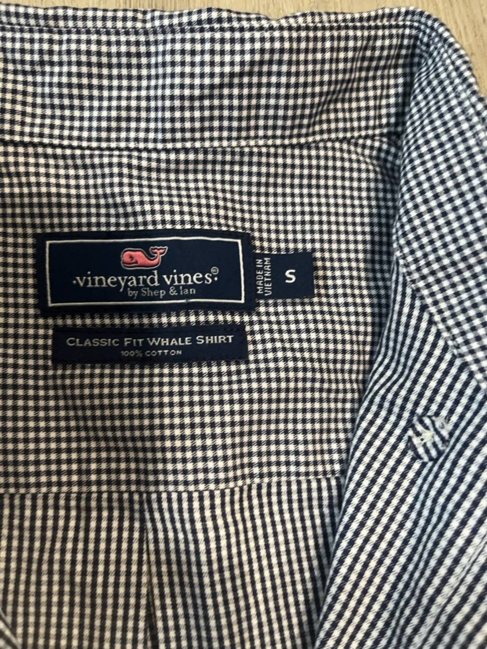 NWT Mens Vineyard Vines Navy/White Gingham Checkered Button-Down Shirt. Small. - Picture 3 of 6
